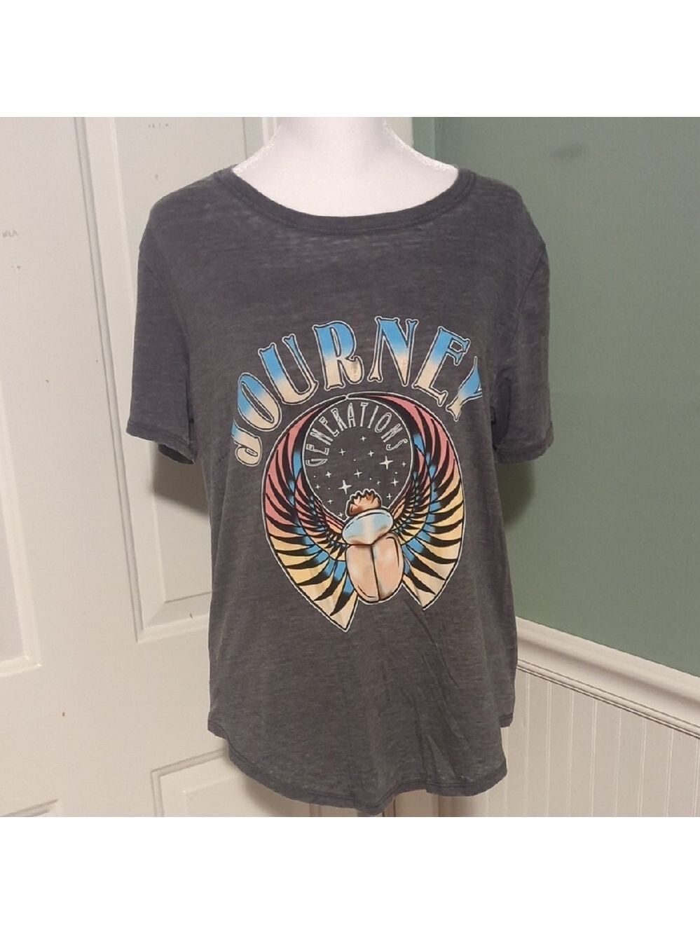 Journey Band T-Shirt Charcoal Graphic Women's Large